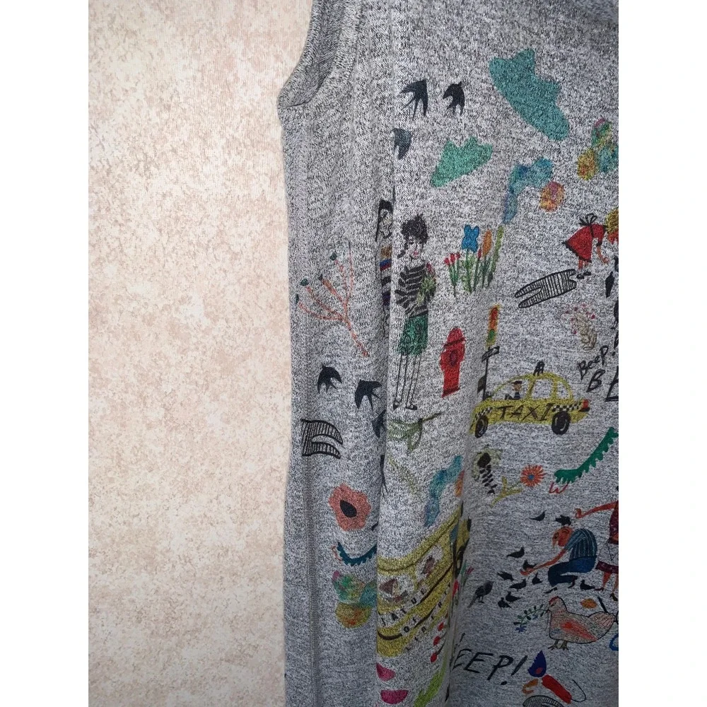 INoah Womens Cowl Neck Sleeveless Tunic Gray School Bus, Statue of Liberty Sz Lg